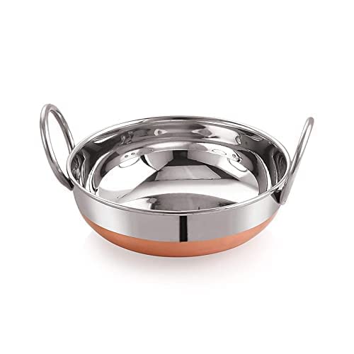 MUKE Stainlss Steel Copper Bottom Kadai Ideal Utensils for Daily Usage Silver Copper 2 ROUND 02 001 - Image 1