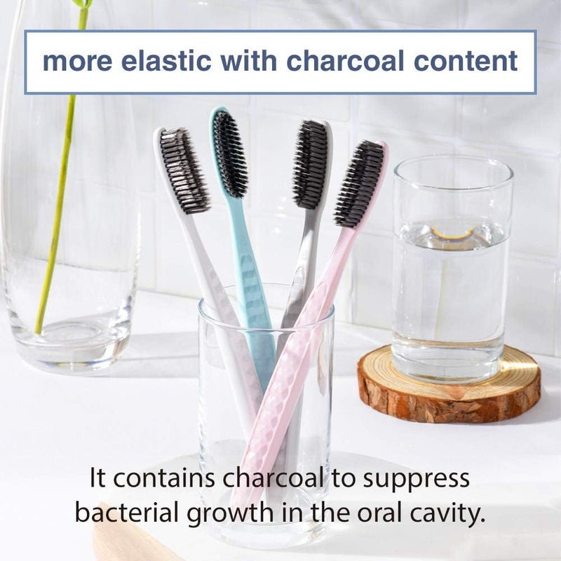 WANGTA Toothbrush 4pcs, Twice as Wide as Regular Brush Head, Wide Toothbrush, Long Brush Head, More Comfortable and Easier Brushing (Black Brush) - Image 3