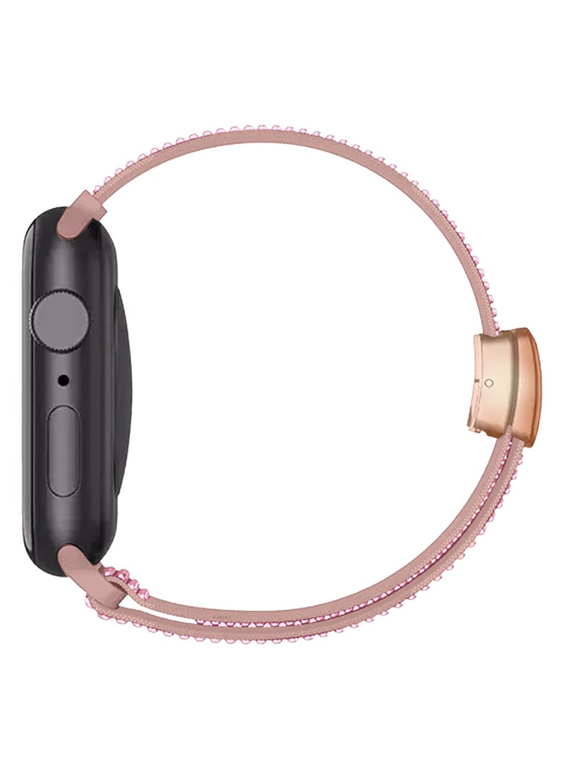 CATANES 44mm 45mm 49mm Elastic Band for Apple Watch Series 1-9, SE & Ultra - Rhinestone Sparkle Watch Band - Pink - Image 4