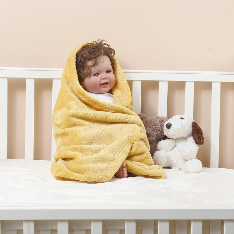 CREVENT 30''X40'' Soft Cozy Warm Baby Blankets for Boys Girls Solid Color - All Season Use - Newborn Essentials (Sunshine Yellow) - Image 5