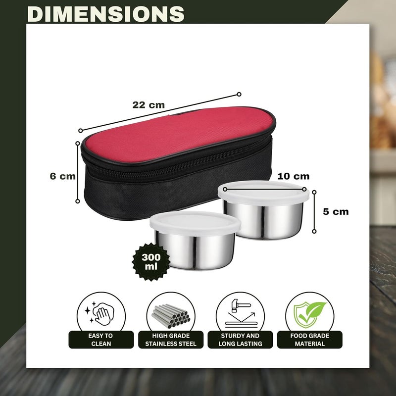 Modern Essentials Modern Essentials Premium Essence Stainless Steel Lunchbox 3pc Set 350ml x 2 Tiffin for Office School College with Food Grade Steel Leakproof Dishwasher Safe - Image 2
