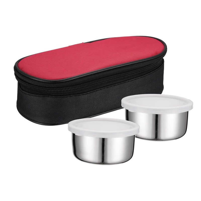 Modern Essentials Modern Essentials Premium Essence Stainless Steel Lunchbox 3pc Set 350ml x 2 Tiffin for Office School College with Food Grade Steel Leakproof Dishwasher Safe - Image 1