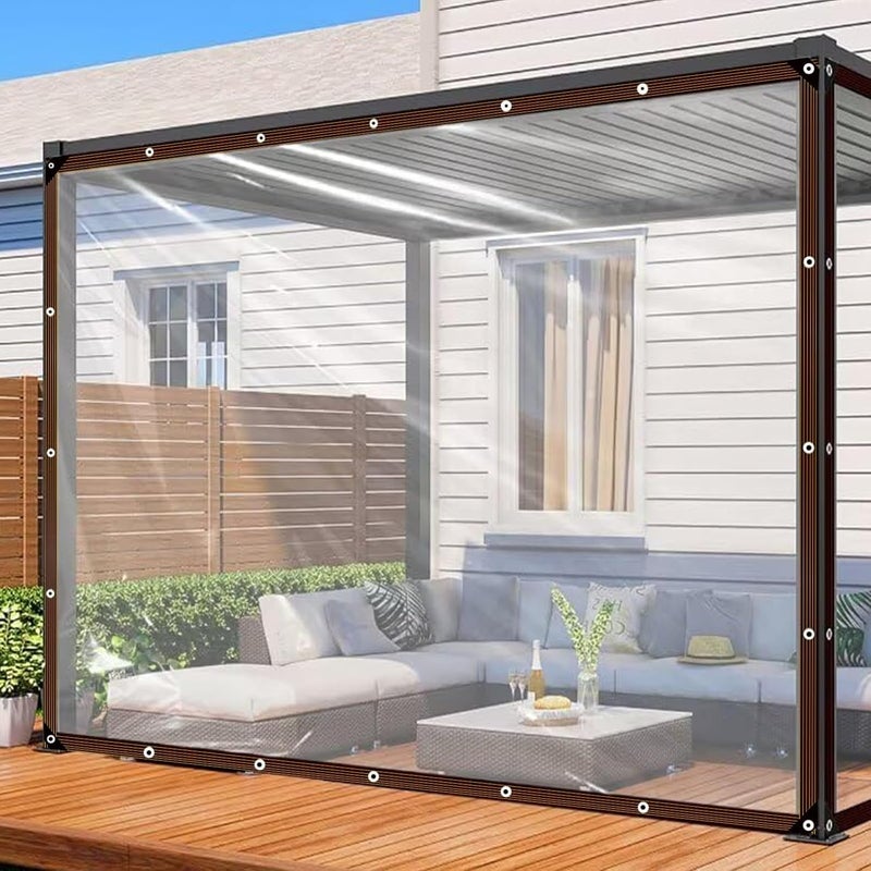 ADRUEKMV Clear Tarp - Heavy Duty Waterproof 8x10FT Plastic Tarps with Grommets Clear Vinyl Tarps for Outdoor Porches Transparent Tarpaulin for Patio Enclosure Roofs Greenhouse Plant Chicken Coop Cover - Image 1