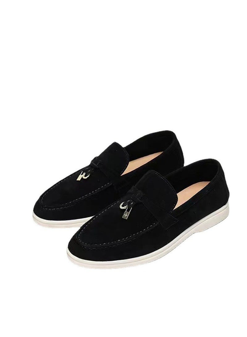Flats Comfortable Classic Casual Driving Penny  Loafers For Women Round Toe Suede Lightweight Slip-on Moccasins Shoes 