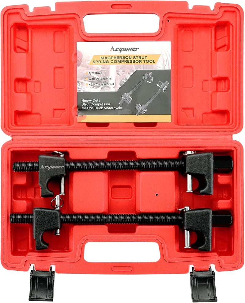 Acymner Macpherson Strut Spring Compressor Tool Kit | Universal Coil Spring Compressor Tool, 1/2" Square Drive Heavy Duty Strut Compressor for Car Truck Motorcycle,with Detent Pins,Set of 2,300mm - Image 1