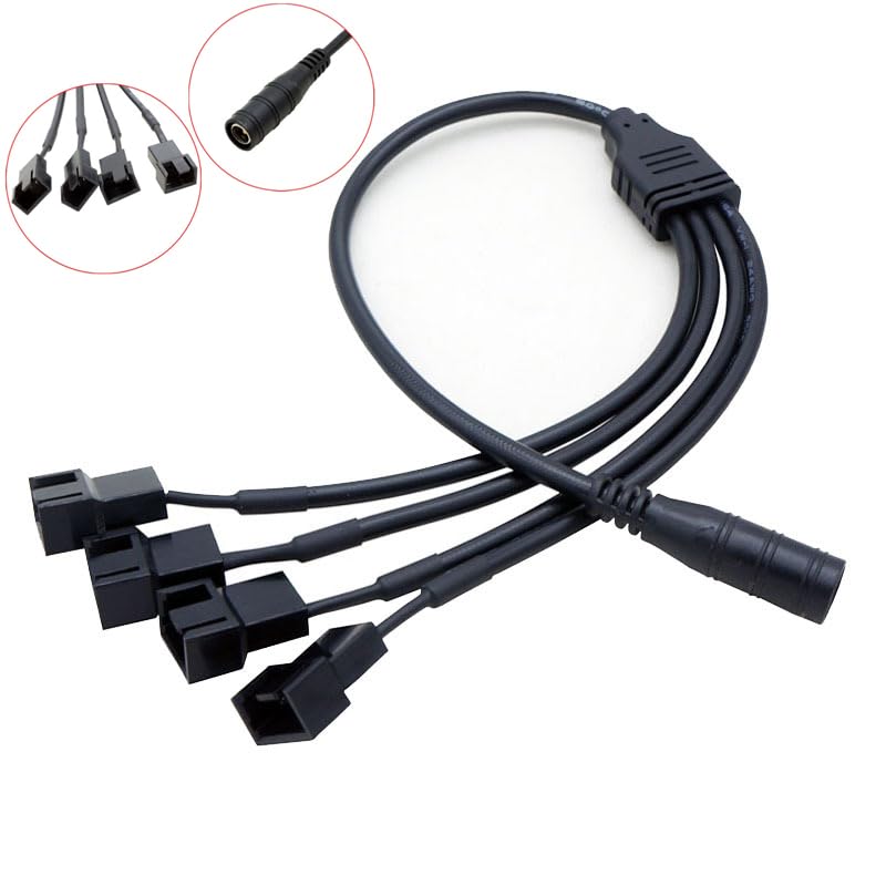 Tokatuker 12V PC Fan Speed Controller, Fan Power Supply 100-240V AC to 3-12V DC 36W Adjustable, with Fan Splitter Cable 4X 3pin or 4pin Connector AC DC Adapter - Image 5
