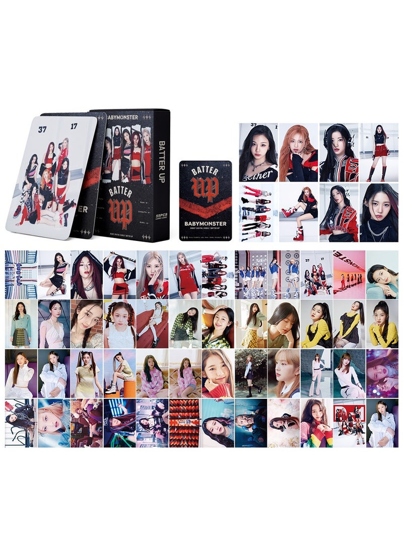 NIBEMINENT 55 Pcs Kpop BABYMONSTER BATTER UP Lomo Cards Card For Fans Collection Gifts - Image 1