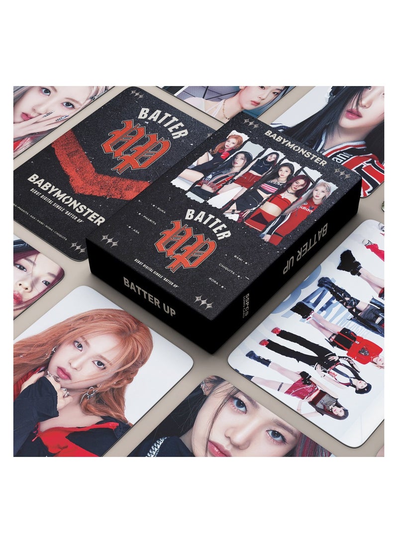 NIBEMINENT 55 Pcs Kpop BABYMONSTER BATTER UP Lomo Cards Card For Fans Collection Gifts - Image 2