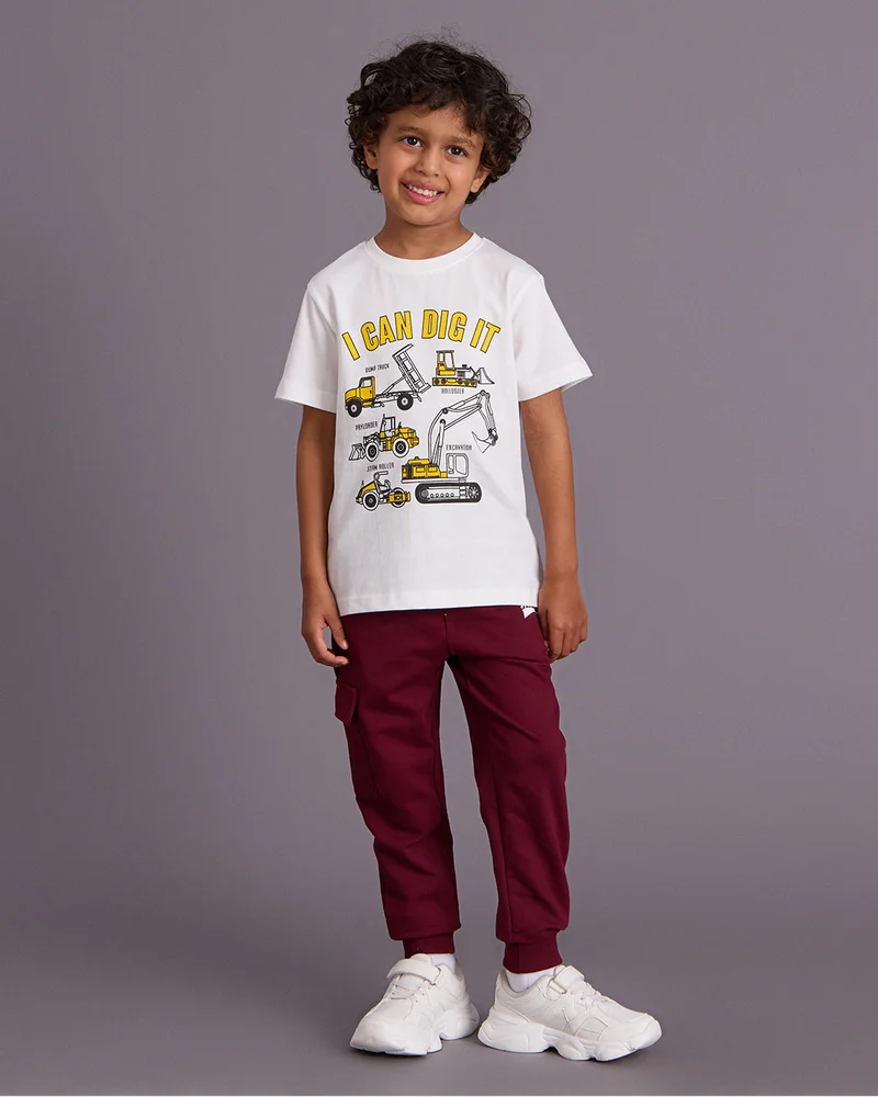 ردتاغ Boys White Printed T-Shirt