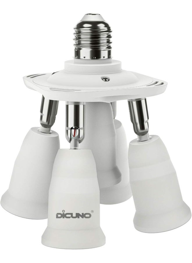 DiCUNO 5 In 1 E27 Socket Adapter E27 Standard Led Bulbs Holder Converter Chandelier Socket With 360 Degrees Adjustable 180 Degree Bending  - Image 1
