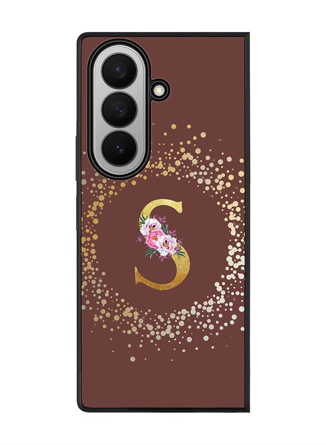 Stylizedd For Samsung Galaxy Z Fold7 Case,Slim fit Camera Protection, Shockproof Thin Phone cover  - Custom Monogram Floral - S  (Brown )