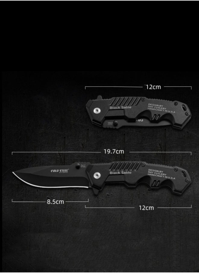 Cold Steel - 7Cr17Mov Stainless Steel Folding Knife High Hardness Self-Defense Folding Knife Camping Survival Knife - Image 1