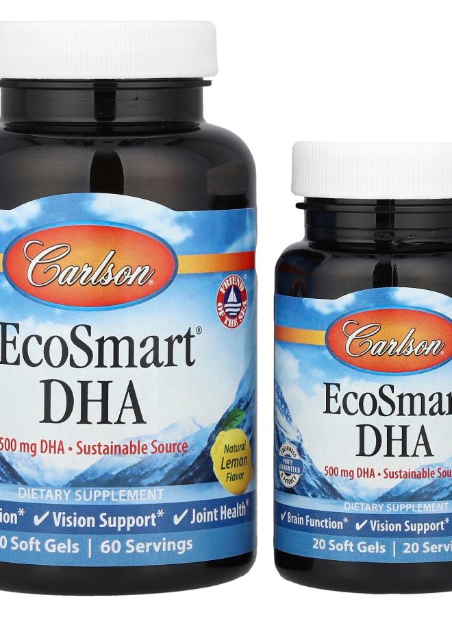 EcoSmart DHA Natural Lemon 500 mg 60 Soft Gels + 20 Soft Gels