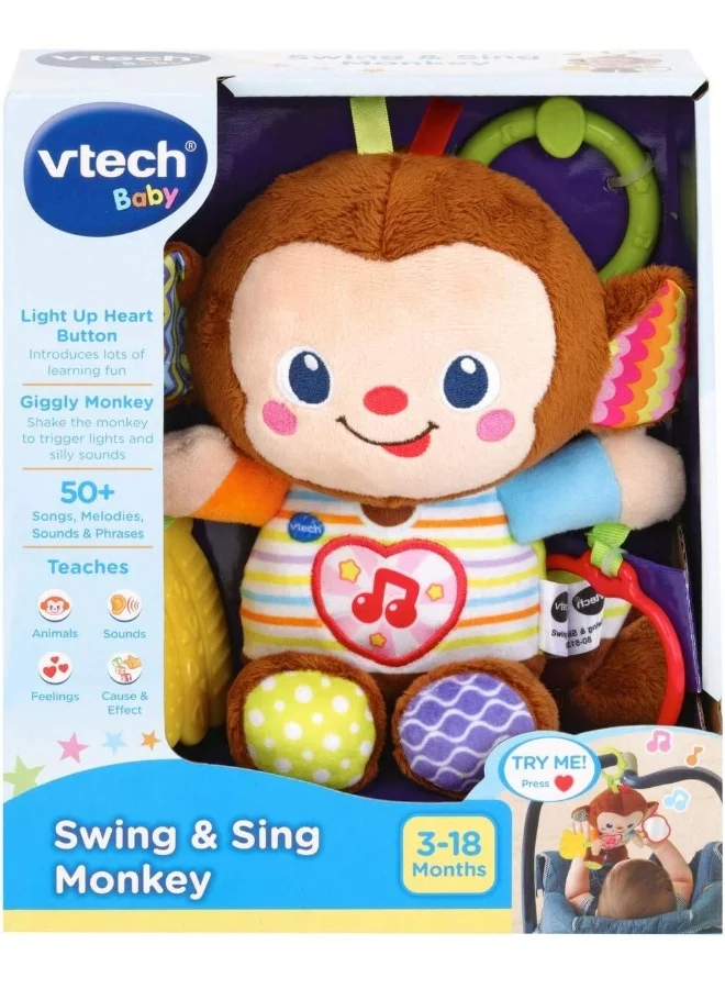 vtech Swing And Sing Monkey Toy For Baby - 3-18 Months - 12X17X16.5Cm, Multicolour 12x17x16.5cm