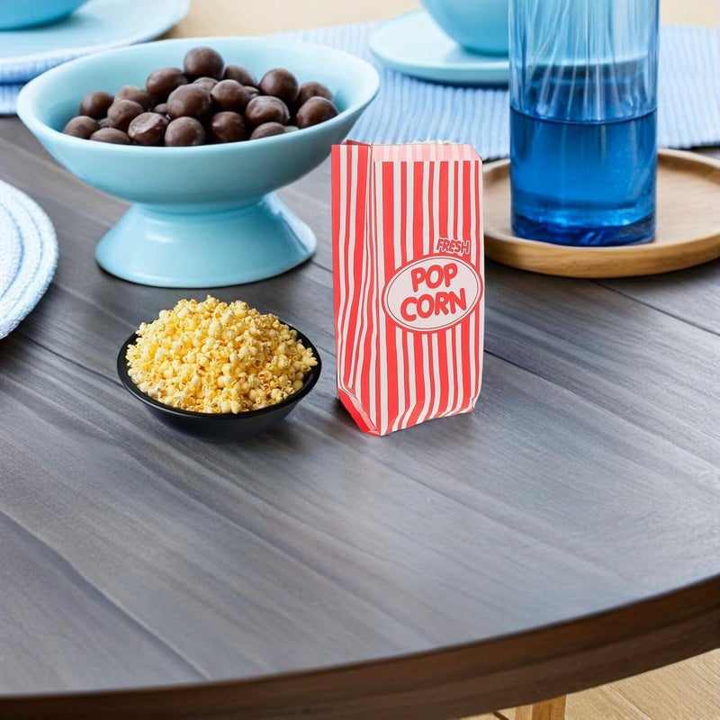 BESTonZON 100pcs Small Striped Paper Popcorn Bags 125x80x300mm Oil-proof Food Packaging for Party Snacks Movie Night Concession Supplies - Image 5