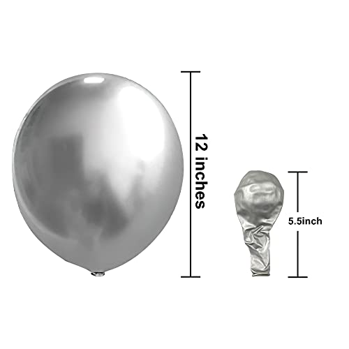 KBZVNAF Silver Metallic Chrome Latex Balloons 50 Pack 12 inch Round Helium Balloons for Birthday Wedding Graduation Baby Shower Party Decorations - Image 5