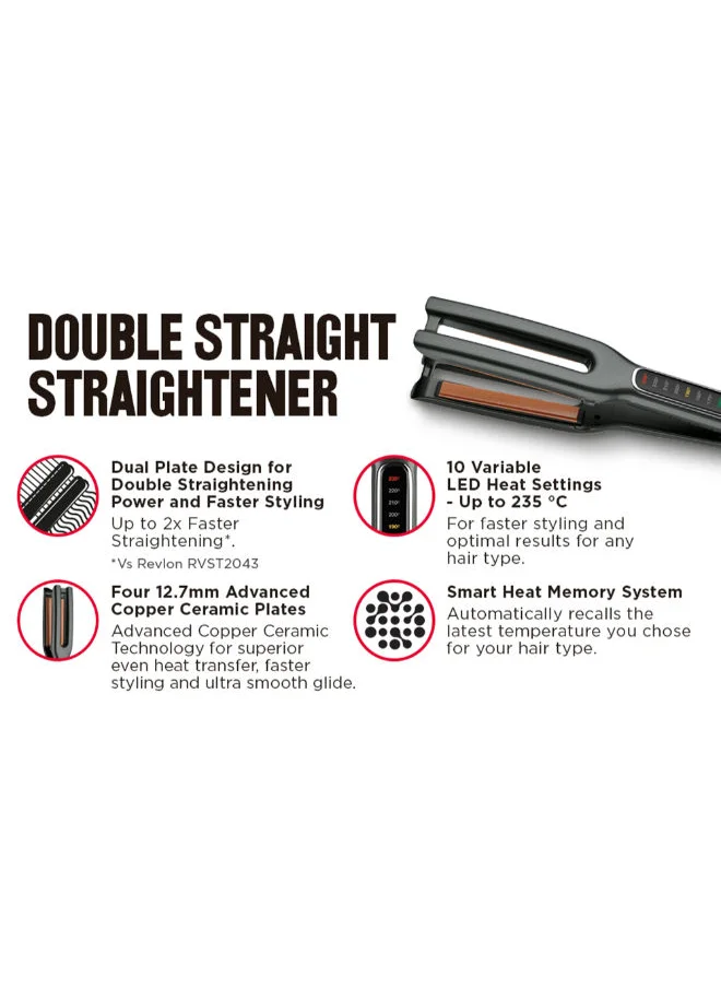 ريفلون Revlon Double Straight Copper Ceramic Dual Plate Straightener RVST2204ARB