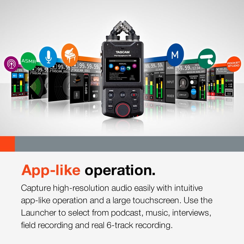 TASCAM Portacapture X6 32-bit Float Portable Audio Recorder, Field Recorder for Video, Music, Podcast, Voice, Podcasting - Image 4