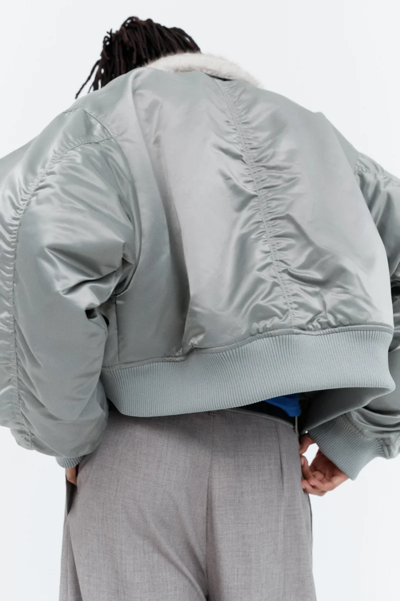 H&M  Oversized fluffy-collared bomber jacket for Women | Best Price UAE