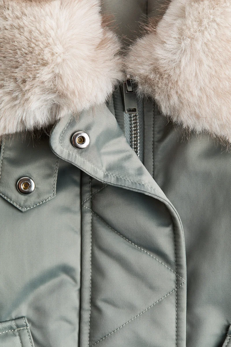H&M  Oversized fluffy-collared bomber jacket for Women | Best Price UAE