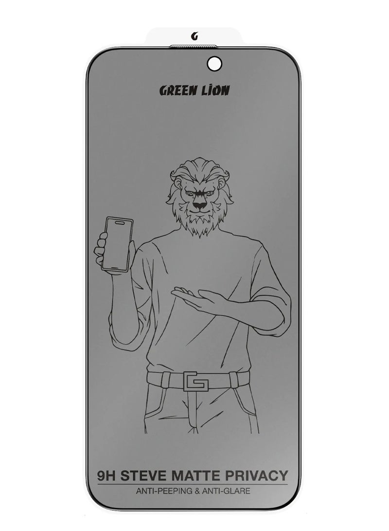 GREEN LION 9H Steve Matte Privacy Anti-Peeping Dull Glass iPhone 17 Pro Max / Bubble Free / Blocked Side Viewing / Grease Resistance / Highly Responsive - Black Edge/Privacy - Image 1
