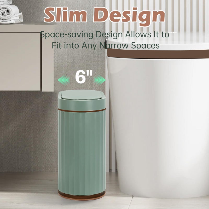 ELPHECO Bathroom Trash Can with Automatic Lid 2 Gallon Sensor Trash Bin, Smart Garbage Can IPX5 Waterproof Trash Bin, Small Slim Trash Can, Motion Sensor Wastebasket for Office, Kitchen, Sage Green - Image 5