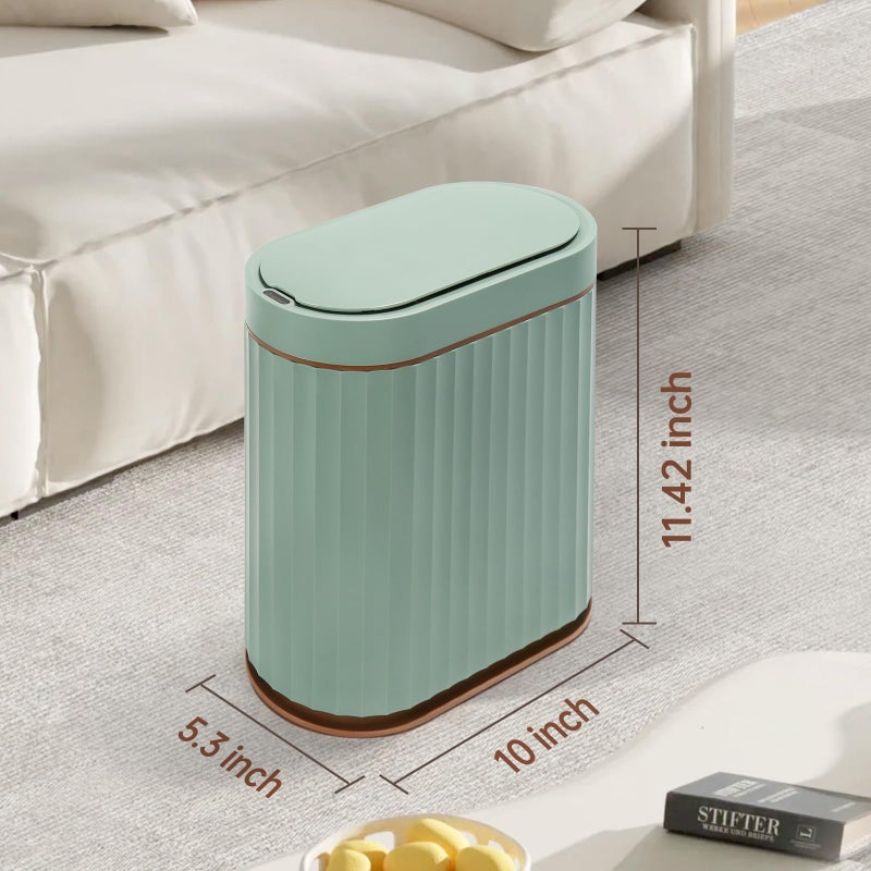ELPHECO Bathroom Trash Can with Automatic Lid 2 Gallon Sensor Trash Bin, Smart Garbage Can IPX5 Waterproof Trash Bin, Small Slim Trash Can, Motion Sensor Wastebasket for Office, Kitchen, Sage Green - Image 2