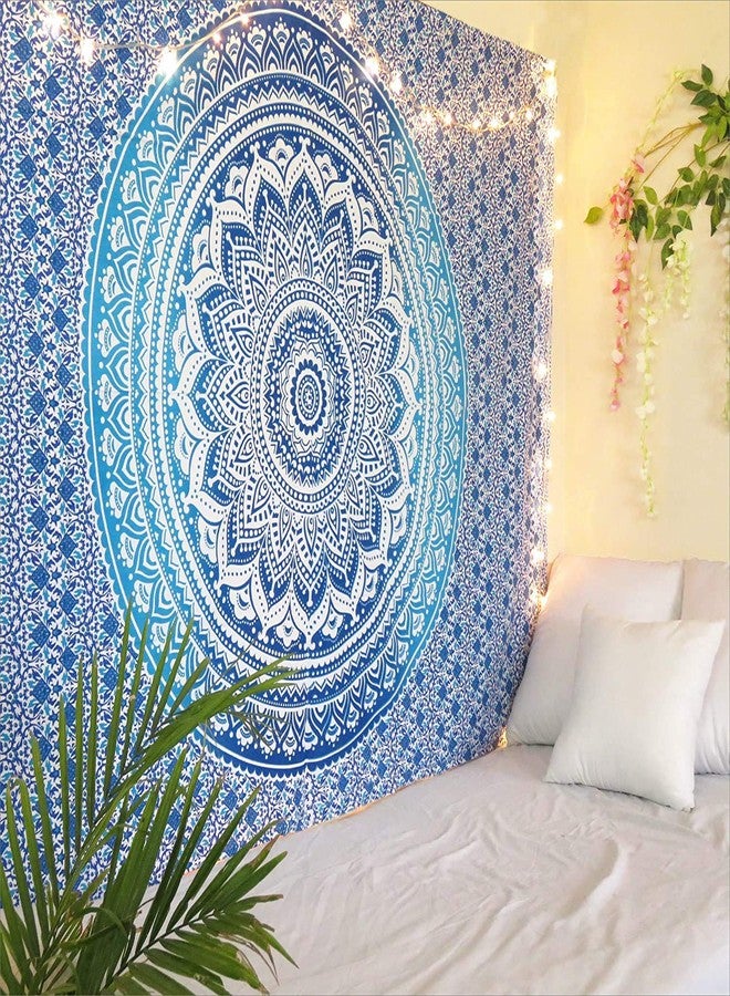NOKHWAL Bedsheet Tapestry Wall Hanging Mandala Tapestry Handmade Printed Design Cotton Wall Hanging Tapestry Wall Hanging Wall Décor Poster (B, 84x54 Inches) - Image 1