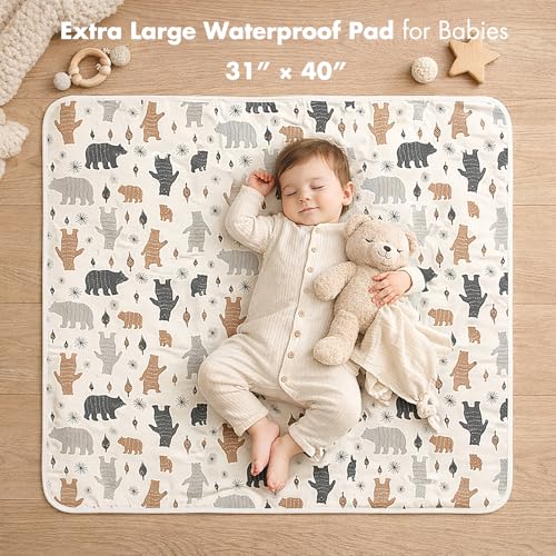 YIVEKO Baby Waterproof Bed Pad Washable Mattress Pad Reusable Underpads Bed Wetting Incontinence Cover for Baby Toddler Children and Adults-Gray Sky - Image 2