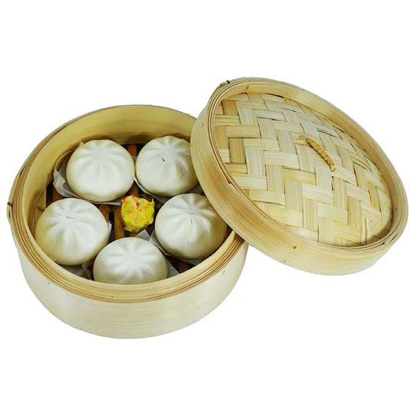 THW® Bamboo Basket Dimsum Vegetable Dumpling Momo Steamer | 7 Inches Diameter | Authentic Asian Cooking for Healthy Chinese Cuisine at Home - Image 4