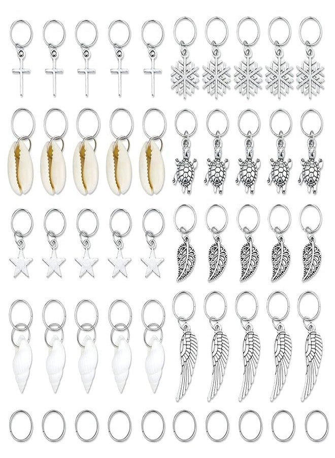 ZUGAD Hair Clip Bohemian Circle Dreadlock Hair Rings Vintage Mini Braid Rings Silver Hair Loops Clips, Headwear Decorative Plaits Braid Hair Loop Accessories Jewelry for Women. (20 pc Mix Design) - Image 1