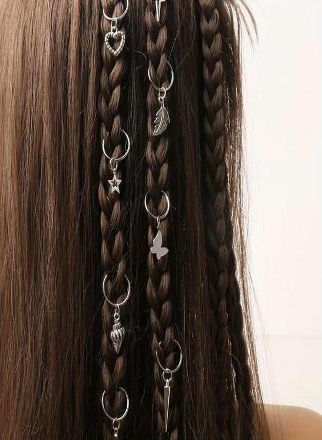 ZUGAD Hair Clip Bohemian Circle Dreadlock Hair Rings Vintage Mini Braid Rings Silver Hair Loops Clips, Headwear Decorative Plaits Braid Hair Loop Accessories Jewelry for Women. (20 pc Mix Design) - Image 3