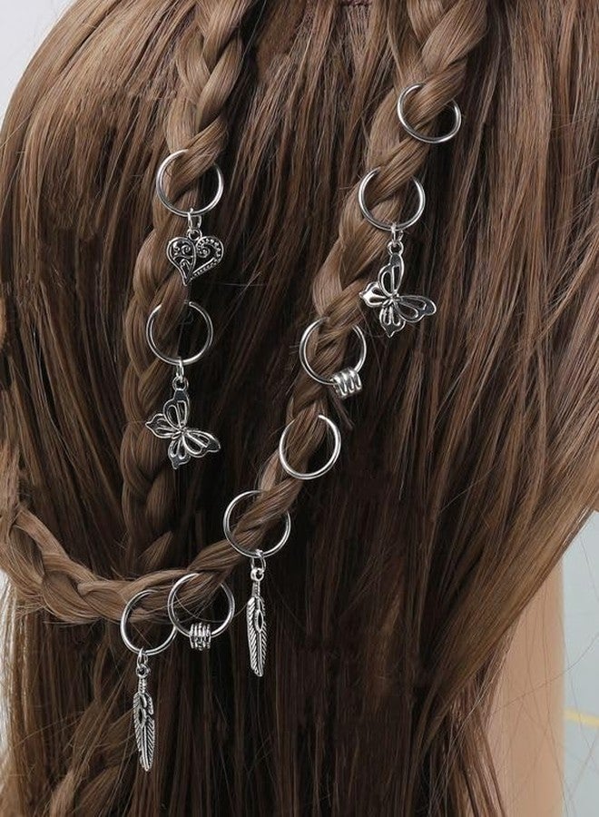 ZUGAD Hair Clip Bohemian Circle Dreadlock Hair Rings Vintage Mini Braid Rings Silver Hair Loops Clips, Headwear Decorative Plaits Braid Hair Loop Accessories Jewelry for Women. (20 pc Mix Design) - Image 2