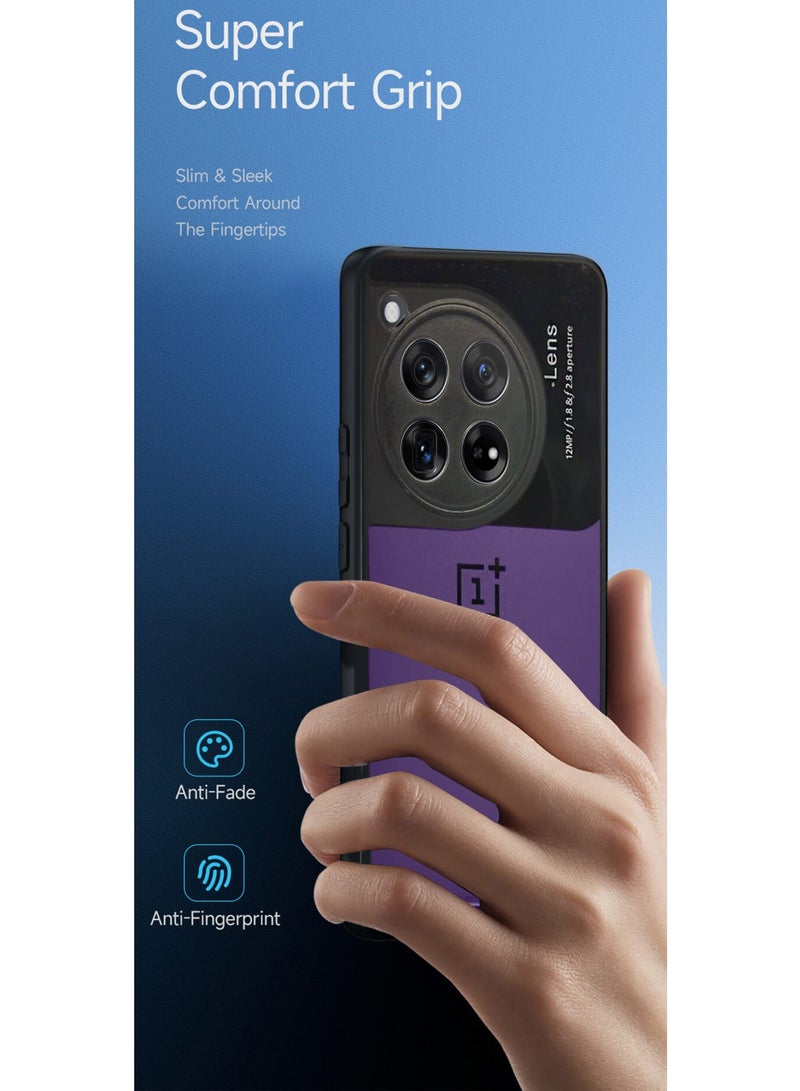 Wtech Liquid Silicone With Raised Cemera Lips Case Cover For OnePlus 12 5G 2023 Black/Eggplant Purple - Image 2