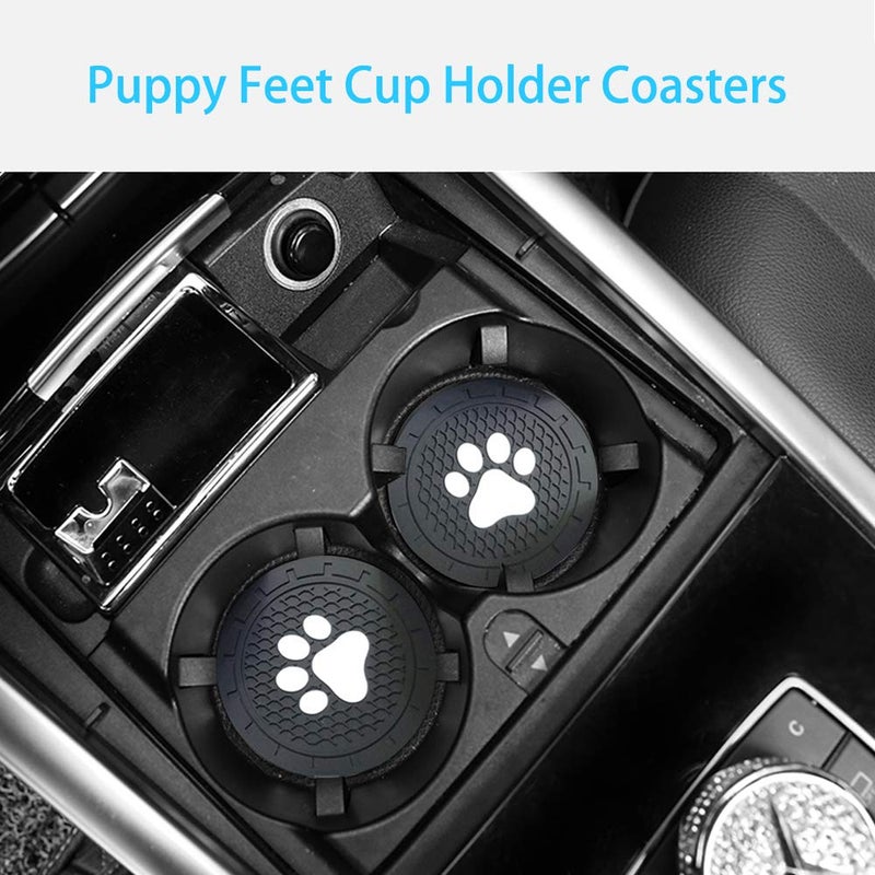 BukNikis Car Cup Holder Coasters-Car Interior Accessories 2.75 inch Silicone Anti Slip Cute Dog Paw Car Coaster -Universal (Pack of 2) - Image 2