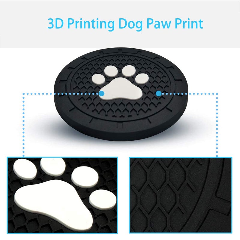 BukNikis Car Cup Holder Coasters-Car Interior Accessories 2.75 inch Silicone Anti Slip Cute Dog Paw Car Coaster -Universal (Pack of 2) - Image 3