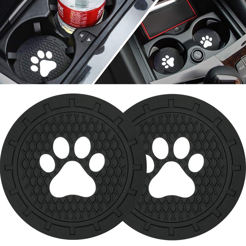 BukNikis Car Cup Holder Coasters-Car Interior Accessories 2.75 inch Silicone Anti Slip Cute Dog Paw Car Coaster -Universal (Pack of 2) - Image 1