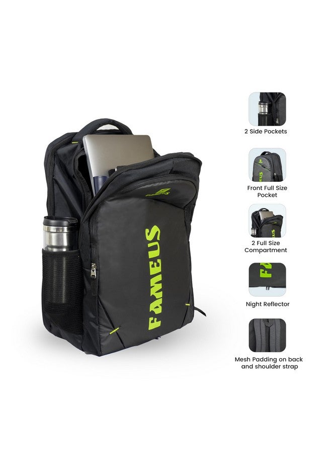 FAMEUS 32L Neon Green Print Laptop Backpack- Everyday Unisex/Compatible upto 17"/School/College/Office/Business/Travel/Gifting - Image 5