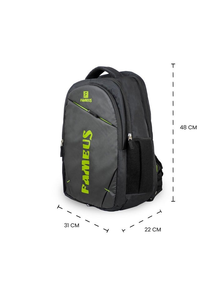 FAMEUS 32L Neon Green Print Laptop Backpack- Everyday Unisex/Compatible upto 17"/School/College/Office/Business/Travel/Gifting - Image 2