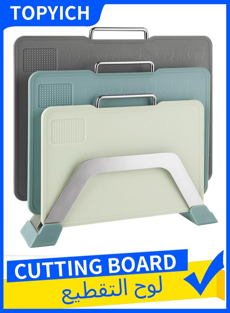 توبيتش طقم ألواح تقطيع بلاستيكية للمطبخ مكون من 3 ألواح تقطيع بلاستيكية للمطبخ، ألواح تقطيع احترافية آمنة للغسل في غسالة الأطباق مع حامل ومقبض للحوم والخضروات والفواكه، بأحجام مختلفة ومانعة للانزلاق - Image 1