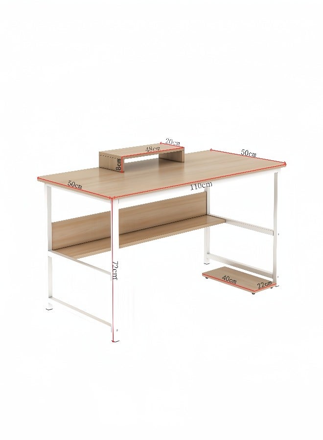 Zanotta Computer Desk for Home Office, Gaming Table Writing Study Desk,Simple Style Student Study Table with Stand Shelf (Light Walnut, 110*50*72 cm) - Image 5