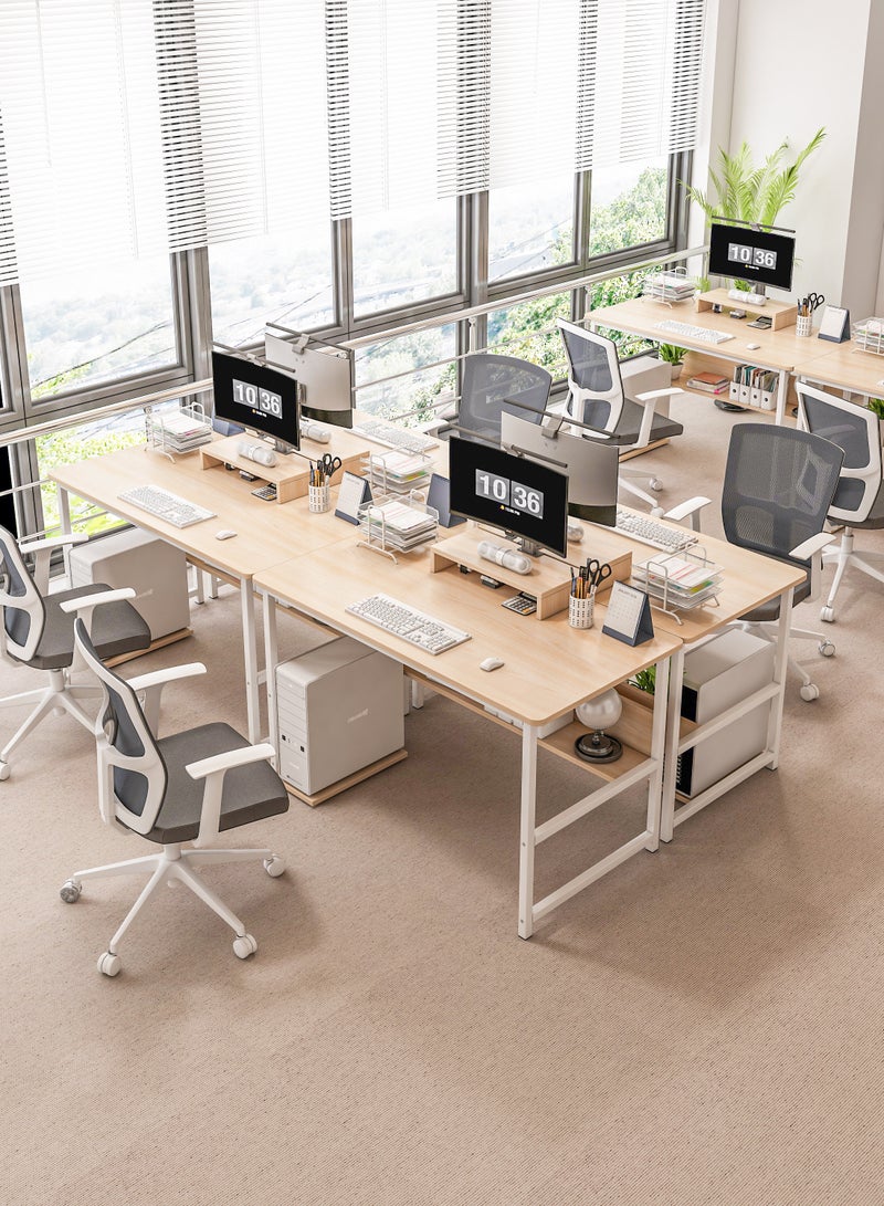 Zanotta Computer Desk for Home Office, Gaming Table Writing Study Desk,Simple Style Student Study Table with Stand Shelf (Light Walnut, 110*50*72 cm) - Image 3