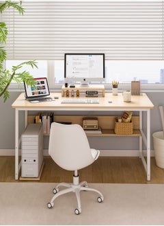 Shofenkei Computer Desk for Home Office, Writing Study Desk,Simple Style Student Laptop Table with Stand Shelf (Light Walnut, 110*50*72 cm)  - Image 4