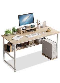 Shofenkei Computer Desk for Home Office, Writing Study Desk,Simple Style Student Laptop Table with Stand Shelf (Light Walnut, 110*50*72 cm)  - Image 5
