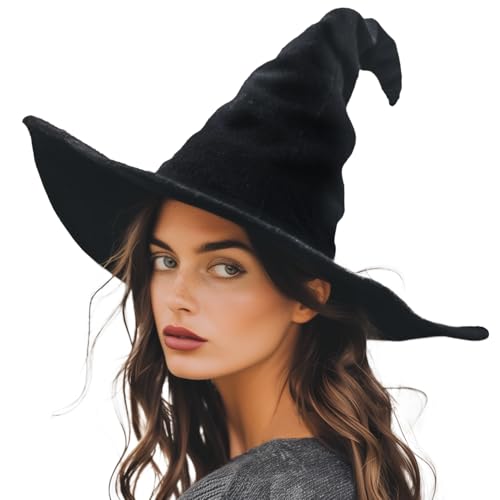 gagift world Witch Hat, 18IN Wizard Hat for Adults and Teens Novelty Cosplay Accessories for Halloween Costume Party Christmas Masquerade Carnivals (Black) - Image 1