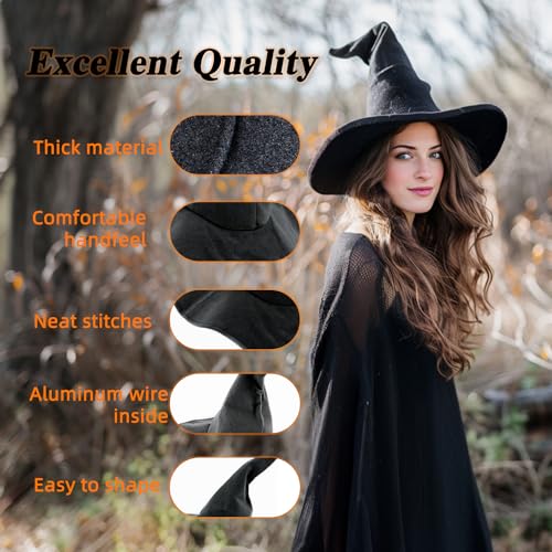 gagift world Witch Hat, 18IN Wizard Hat for Adults and Teens Novelty Cosplay Accessories for Halloween Costume Party Christmas Masquerade Carnivals (Black) - Image 2