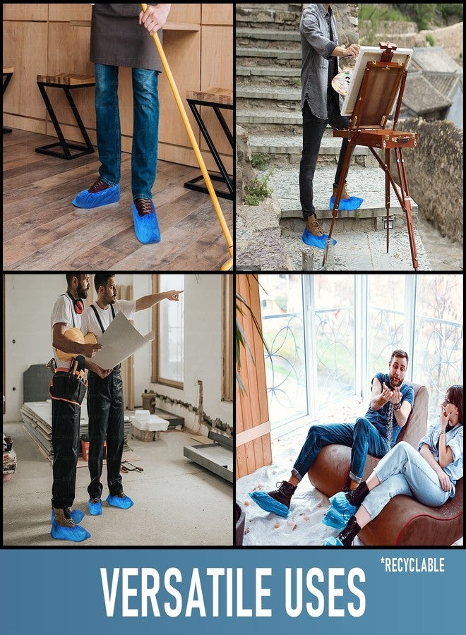 Buself Shoe Covers Disposable Non Slip for Indoors 200 Pack(100 pairs) Recyclable Shoe Booties Waterproof Shoe & Boot Covers Durable Shoe Protectors Covers One Size Fits Most Blue - Image 5
