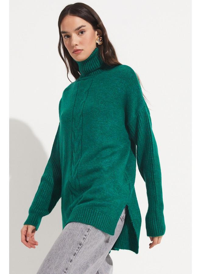 جون كنزة بياقة مدورة محبوكة بتفاصيل من جوني - أخضر - Image 4