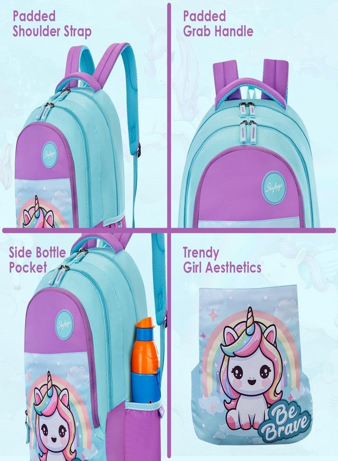 Skybags Pixie Blue 36 Liters Casual Backpack for Girls With Quick Access Zippered Front Pocket | Soft Touch Fabric, 3 Compartments, Stylish Design | Trendy Backpack - Image 4
