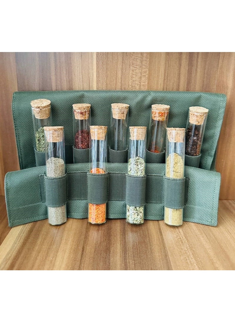 MYK Hediye ve Sanat Atölyesi MYK Gift and Art Workshop 9-Piece Glass Spice Jar Set with Leakproof Cork Lid Will Preserve Its Freshness for a Long Time, Stylish and Useful  - Image 1